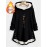 Plus Size - Women'S Oversized Hooded Coat - Winter Warmth with Lined Hood, Letter Print & Golden-Tone Button Closure, Soft Durable Fabric, Machine Washable