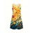 Women's Plus Size Tropical Floral Print Sleeveless A-Line Tank Dress - Vibrant Yellow to Blue Gradient, Lightweight Breathable Casual Summer Vacation Dress, Machine Washable, Casual Summer Dresses, Beach Attire, Gradientshaped Fashion, Easycare Fabric