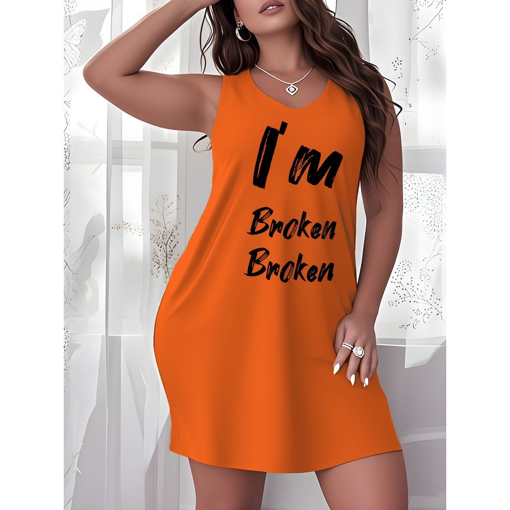 Plus Size Women's Oversized H-Line Dress - Short Sleeve A-Line Knee-Length Black & White Print Dress with 